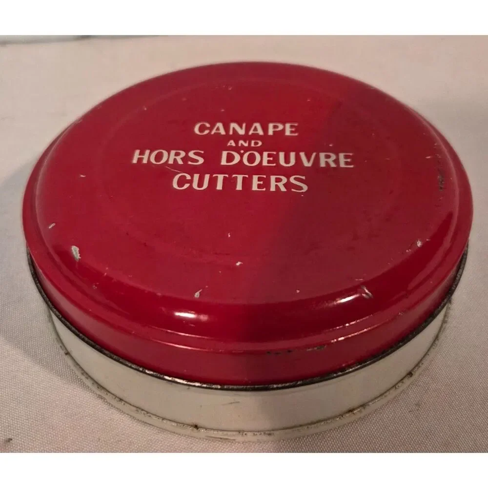 Vintage Canape Hors D’oeuvre Cutter Set Metal Cookie Cutters Tin